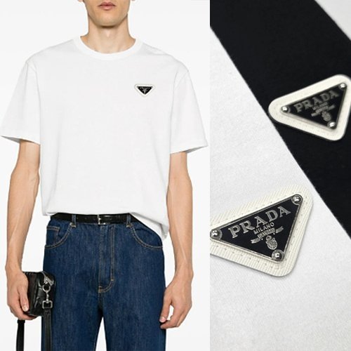 ●5월 판매 4위● PRADA 프라다 배색플레이트 반팔