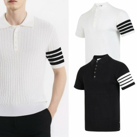 THOM BROWNE 톰브라운 사선 5버튼 니트